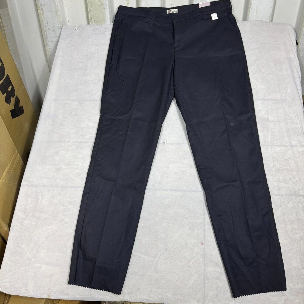 Dickies Chino Pants Womens Black Flat Front Relaxed Fit Straight Leg 18W UU NWT